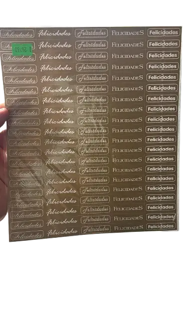 ETIQUETAS FELICIDADES EN PLANCHA