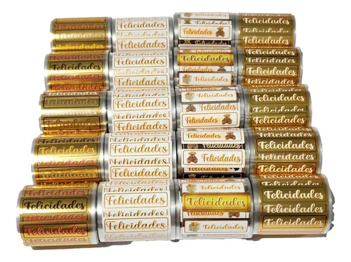 ETIQUETAS FELICIDADES EN ROLLO