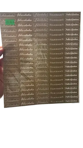 ETIQUETAS FELICIDADES EN PLANCHA